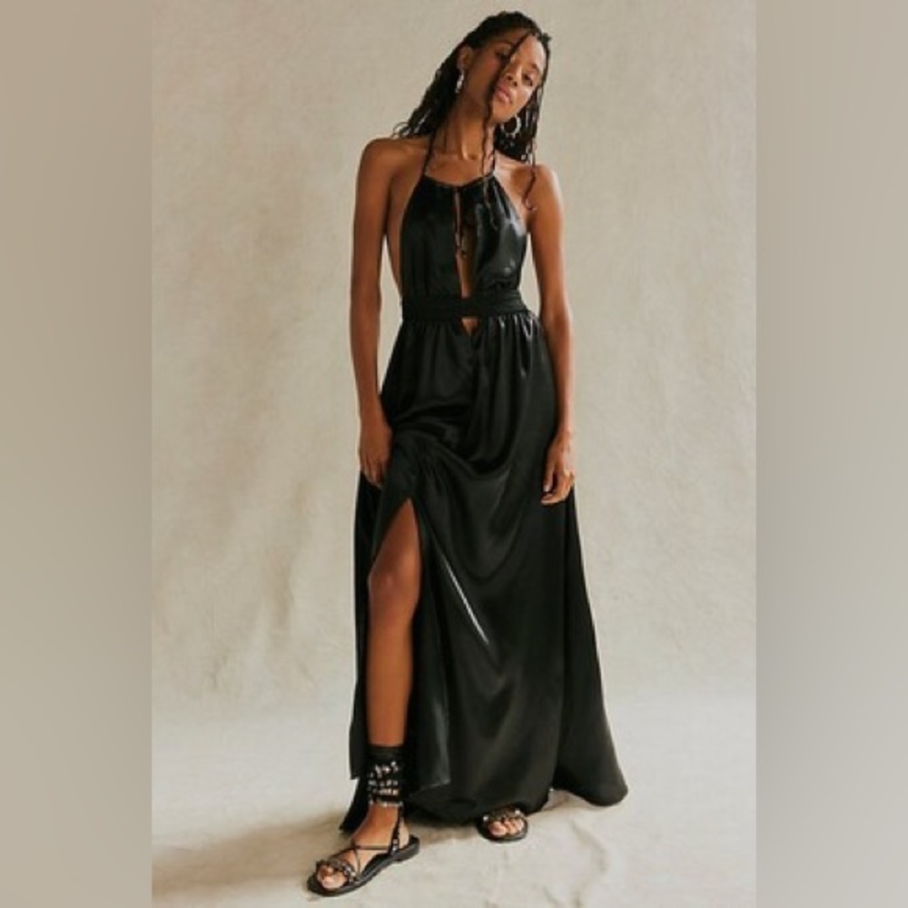 FREE PEOPLE Look into the Sun Gown Black Large Night Court